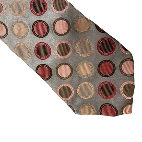 Vintage Murano Silver Gray Circle Print Silk Necktie - Picture 2 of 2